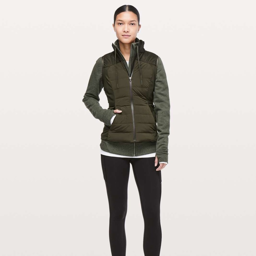 Lululemon Down For It All Vest size 4 dark olive